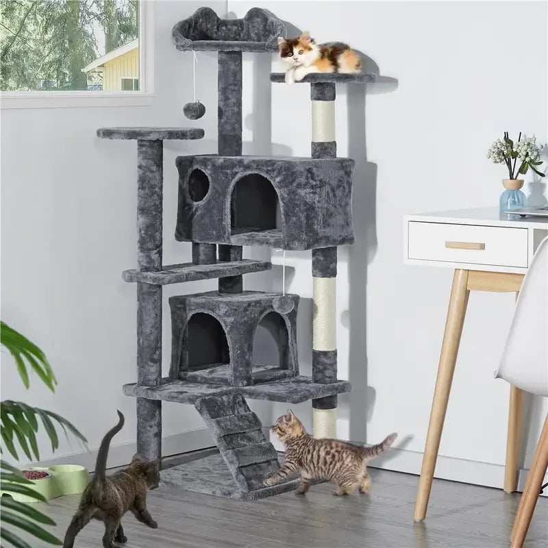 Grand Arbre à Chat avec 2 Nichoirs et Griffoirs