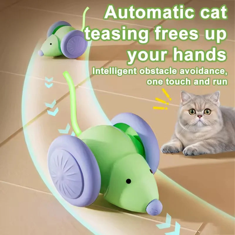 Souris Intelligente à Grandes Roues pour Chat - Anti-Blocage