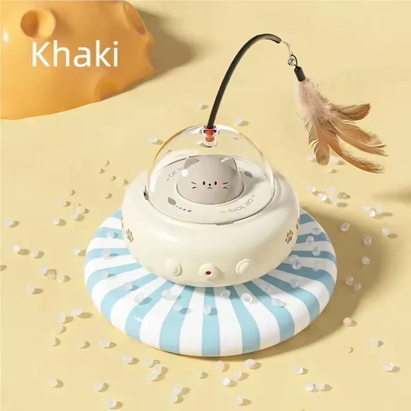Jouet Interactif 3-en-1 Laser et Plumes pour Chat