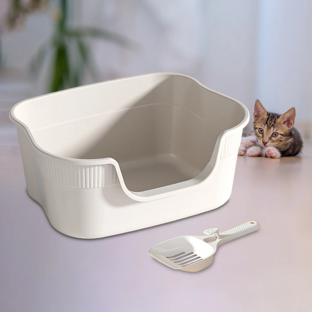 Bac à Litière Semi-Fermé Anti-Éclaboussures pour Chat - Grand Format