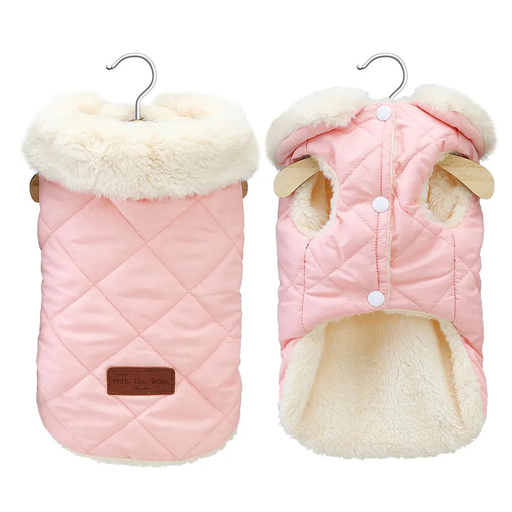 Manteau d'Hiver Chaud à Col Fourrure pour Chien