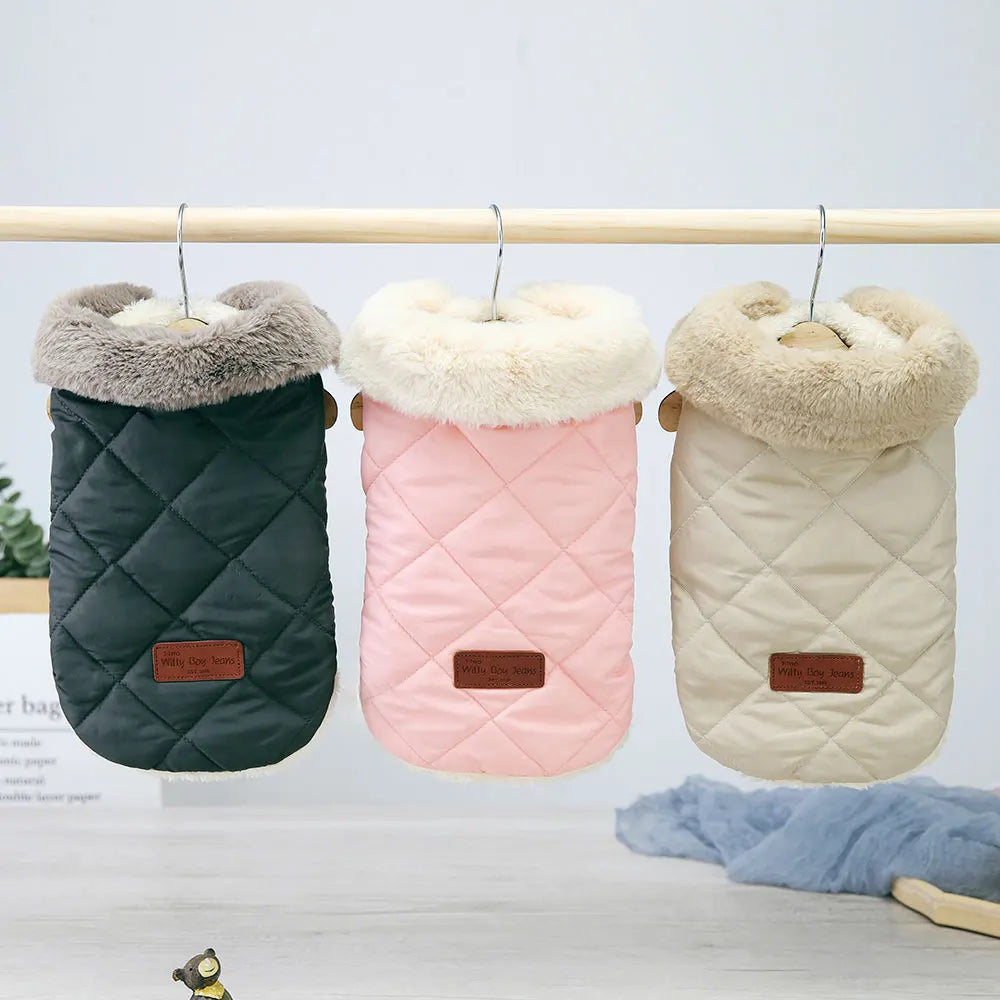 Manteau d'Hiver Chaud à Col Fourrure pour Chien