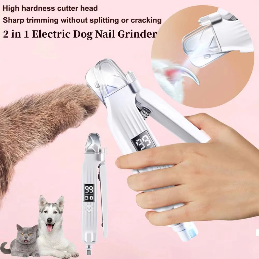 Coupe-Griffes Électrique 2-en-1 avec LED pour Animaux