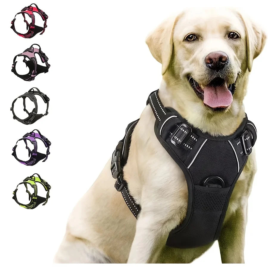 Harnais Anti-Traction Réglable pour Chien - Réfléchissant avec Poignée
