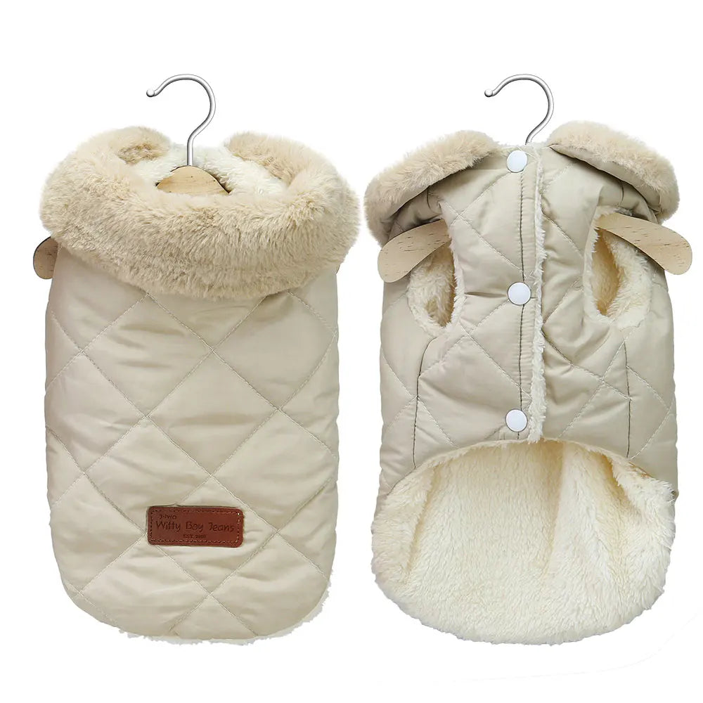 Manteau d'Hiver Chaud à Col Fourrure pour Chien