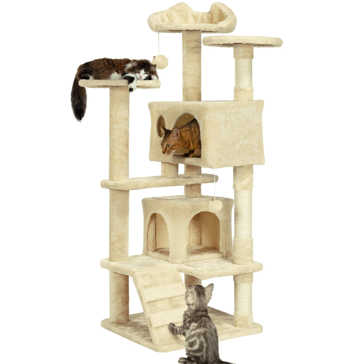 Grand Arbre à Chat avec 2 Nichoirs et Griffoirs