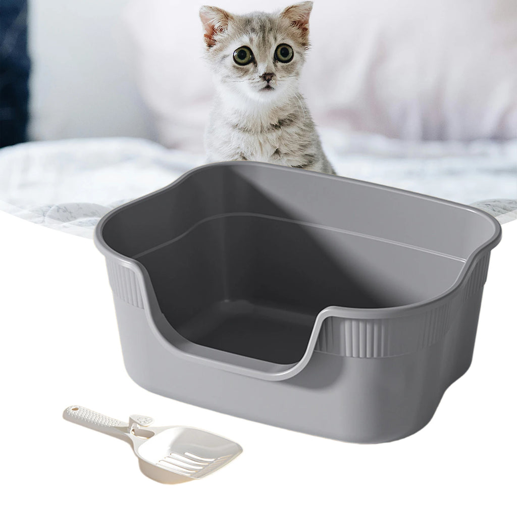 Bac à Litière Semi-Fermé Anti-Éclaboussures pour Chat - Grand Format