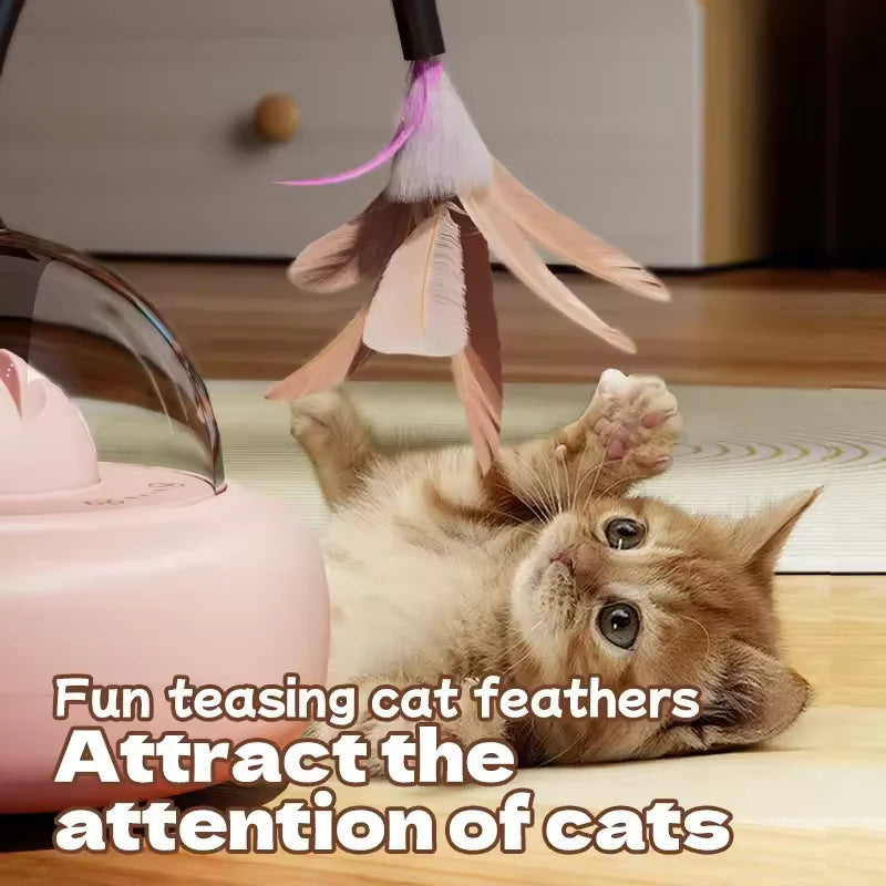 Jouet Interactif 3-en-1 Laser et Plumes pour Chat