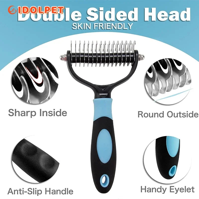 Brosse Anti-Poils Professionnelle Double Face pour Chien et Chat