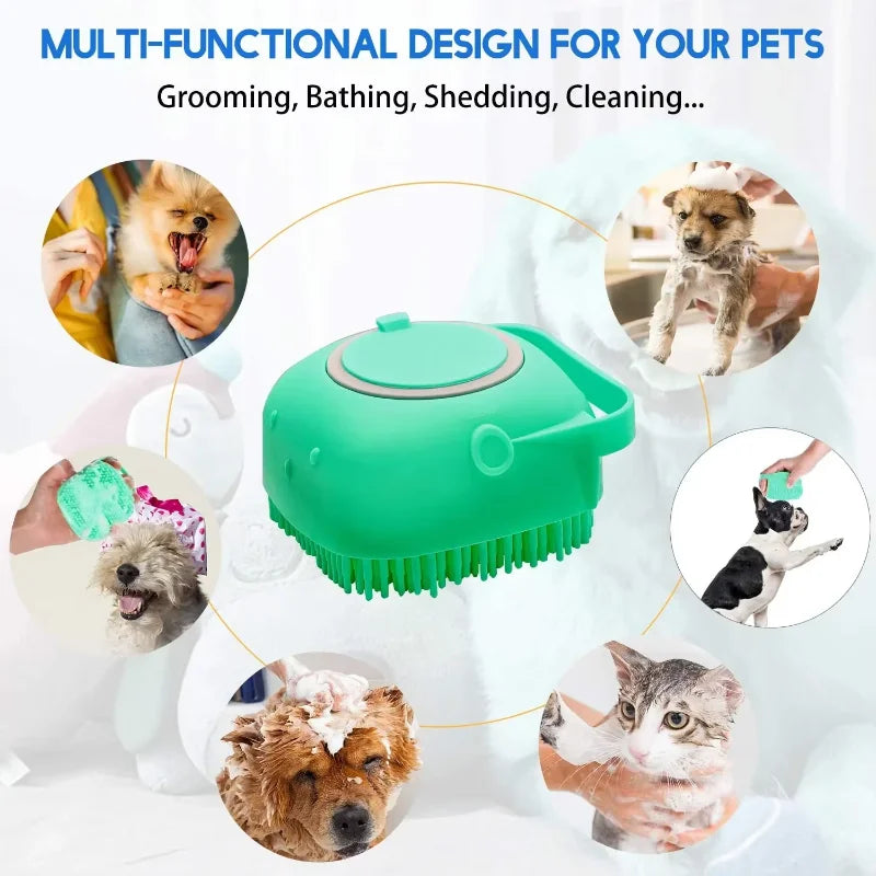 Brosse de Massage et Shampoing pour Chien et Chat - Toilettage Douceur