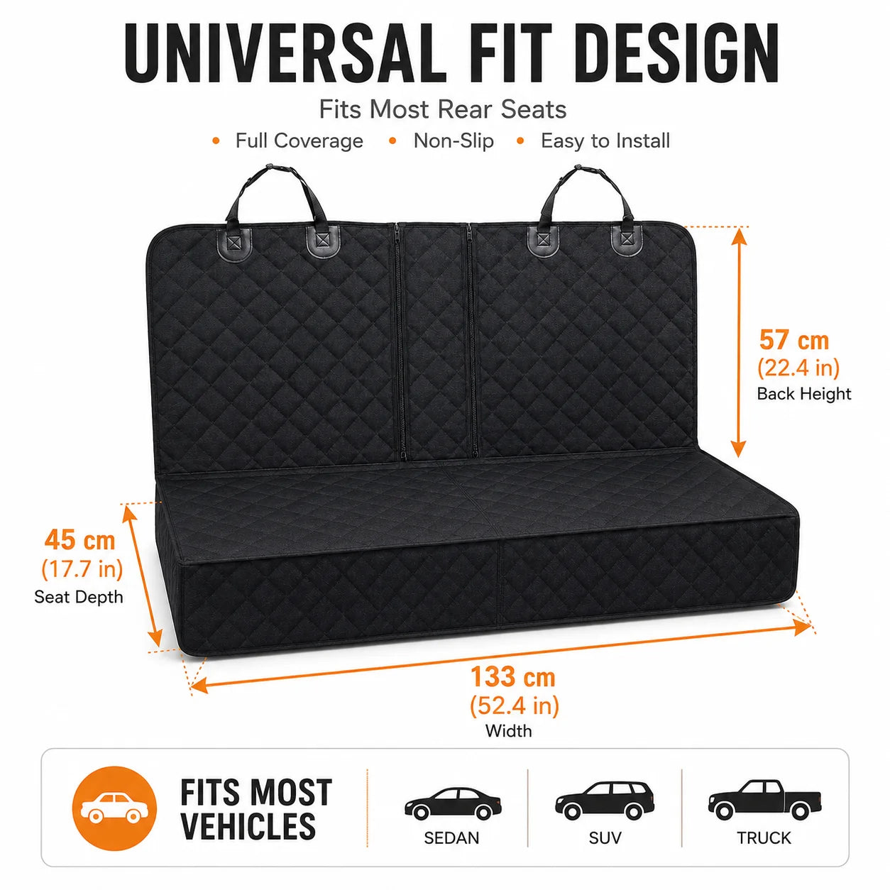 Housse de Banquette Arrière Imperméable pour Chien - Matelassée