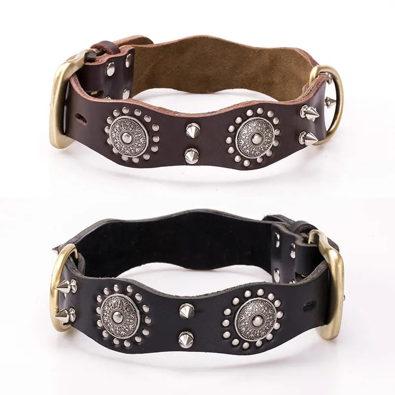 Collier en Cuir Vintage Clouté pour Chien
