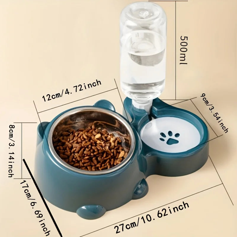 Distributeur Automatique de Nourriture et d'Eau pour Chat et Chien - Sans Pile