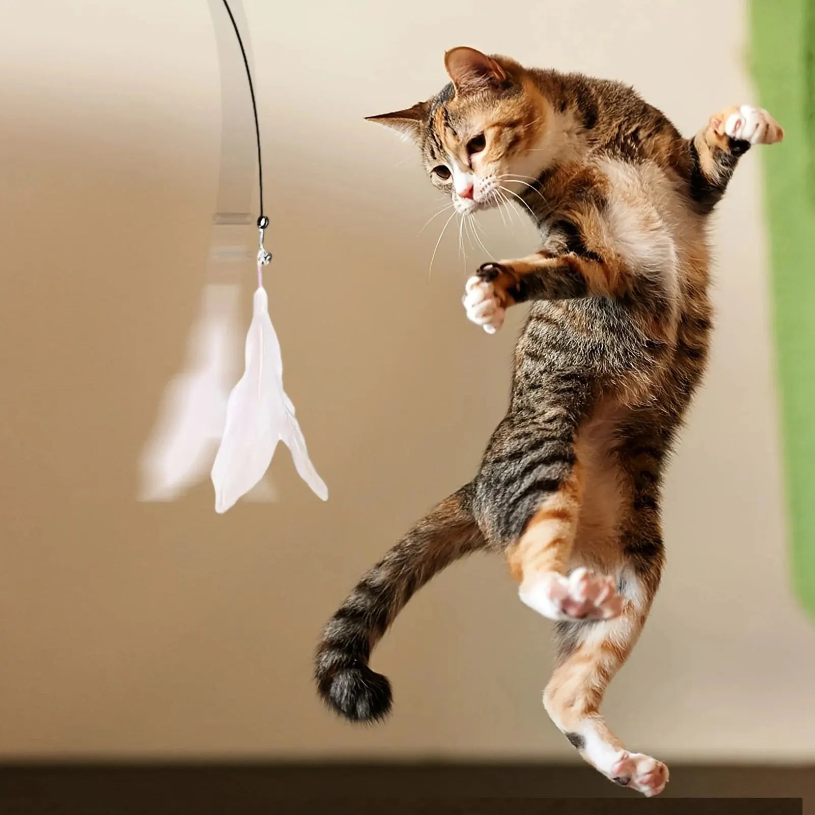 Canne à Pêche Interactive avec Grelot et Plumes pour Chat