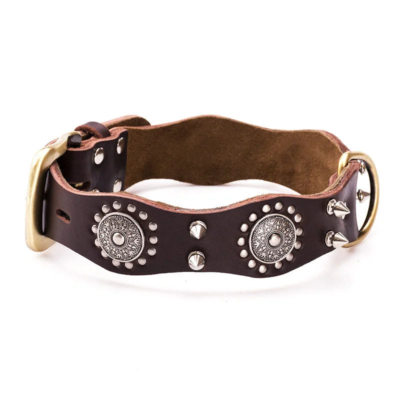 Collier en Cuir Vintage Clouté pour Chien