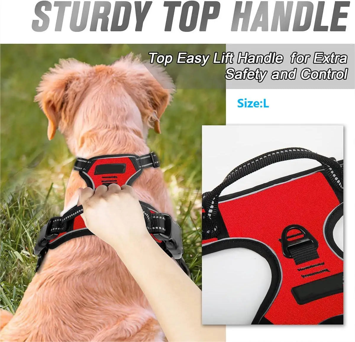 Harnais Anti-Traction Réglable pour Chien - Réfléchissant avec Poignée