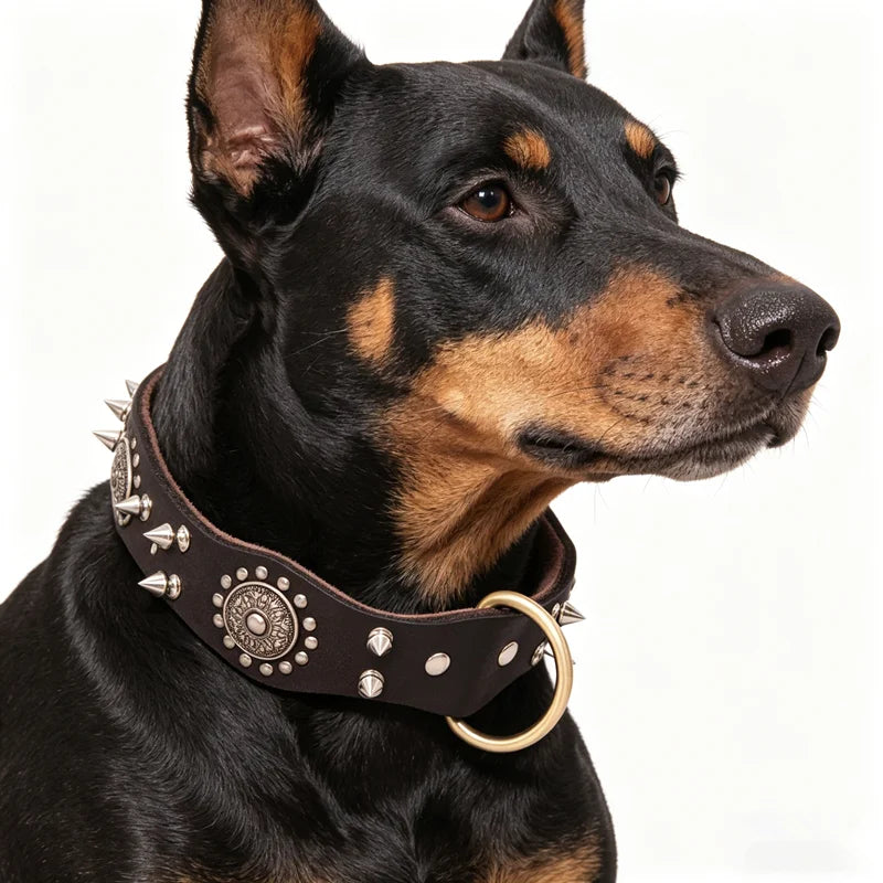 Collier en Cuir Vintage Clouté pour Chien