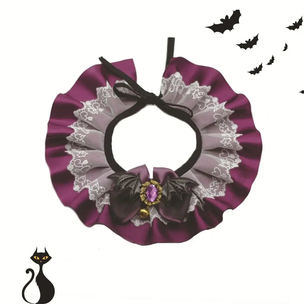 Collier Dentelle Halloween avec Bavoir Photo pour Chat et Chien