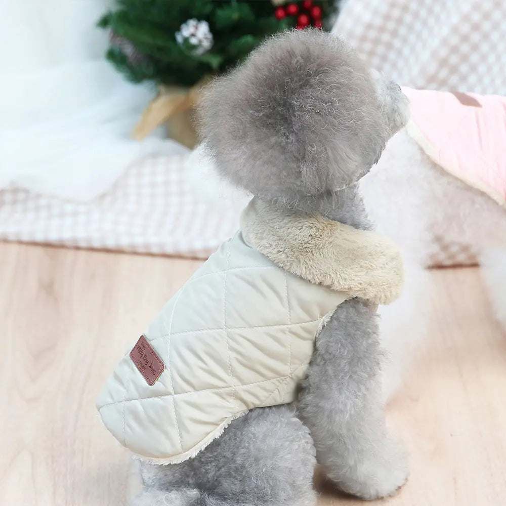 Manteau d'Hiver Chaud à Col Fourrure pour Chien