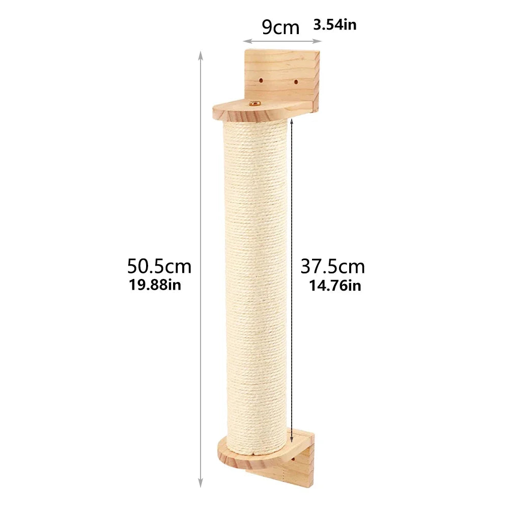 Griffoir Mural en Bois pour Chat - Arbre à Chat Multi-Fonctions