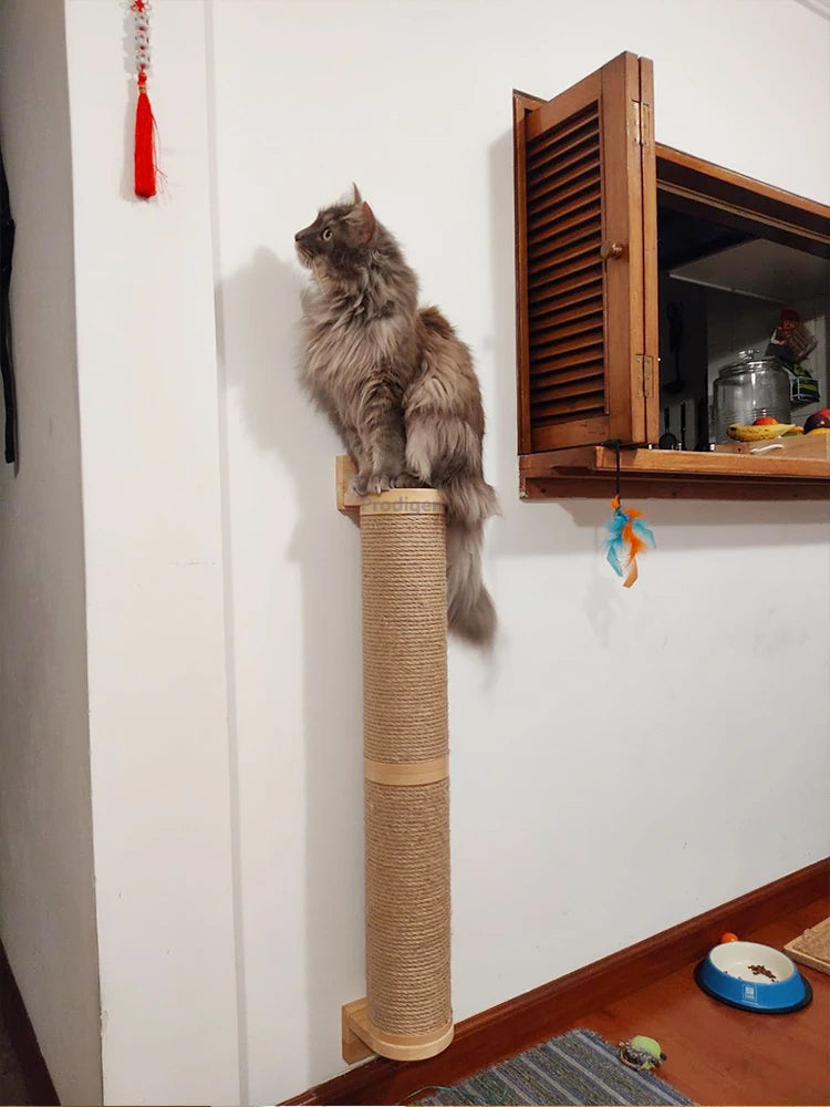 Griffoir Mural en Bois pour Chat - Arbre à Chat Multi-Fonctions