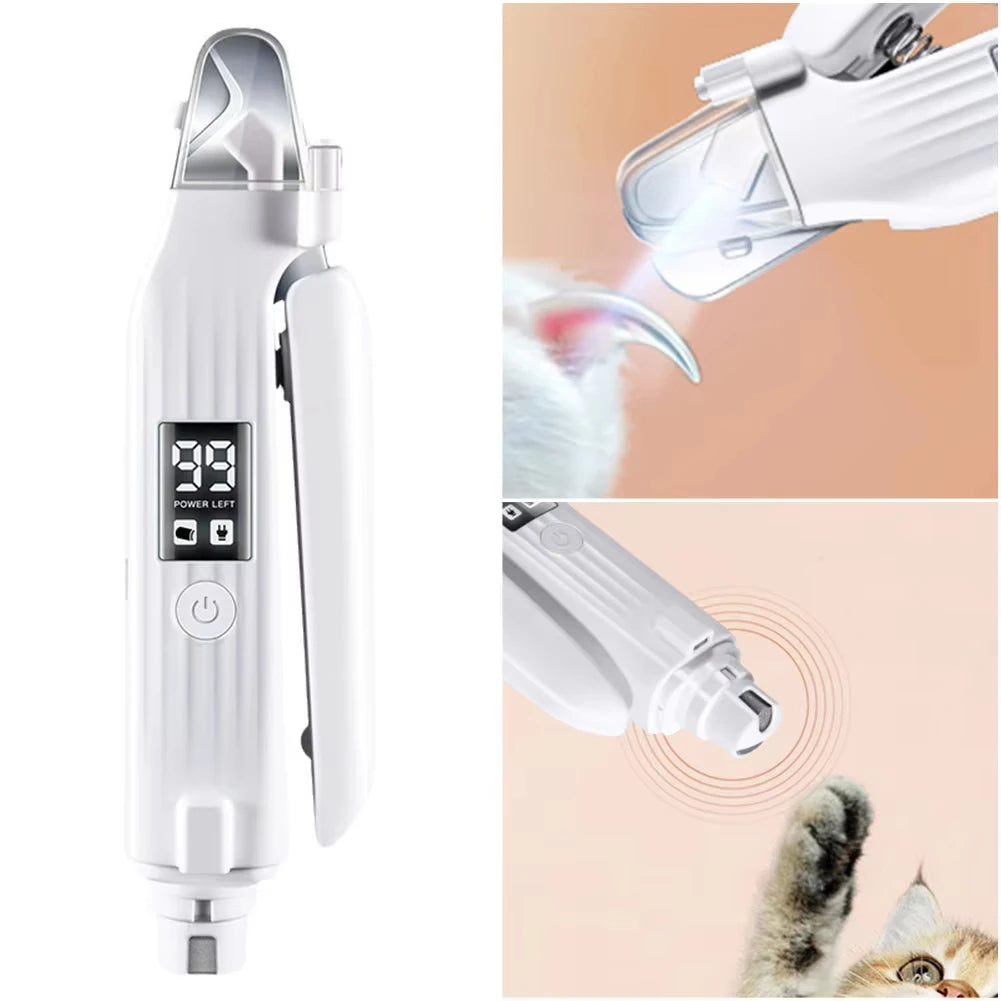 Coupe-Griffes Électrique 2-en-1 avec LED pour Animaux