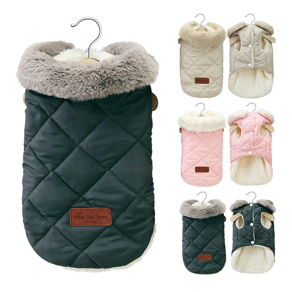 Manteau d'Hiver Chaud à Col Fourrure pour Chien