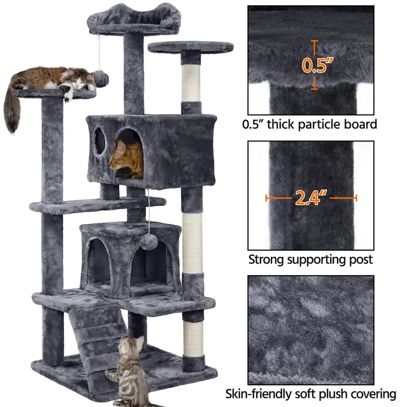Grand Arbre à Chat avec 2 Nichoirs et Griffoirs