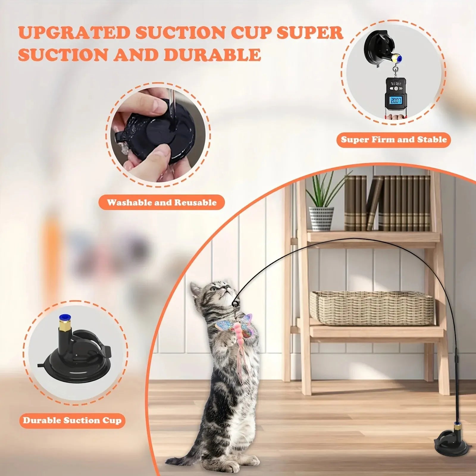 Canne à Plumes avec Ventouse pour Chat