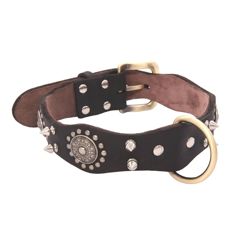 Collier en Cuir Vintage Clouté pour Chien