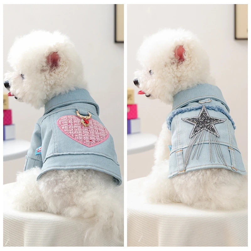 Veste en Jean Harnais Intégré pour Chien