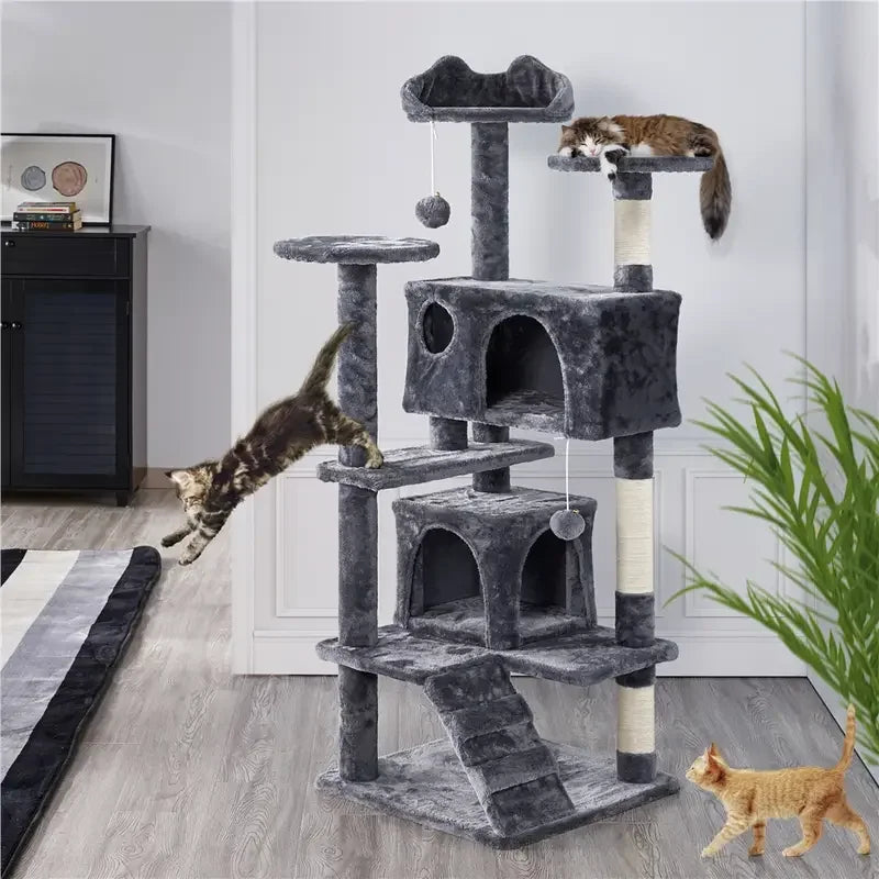 Grand Arbre à Chat avec 2 Nichoirs et Griffoirs