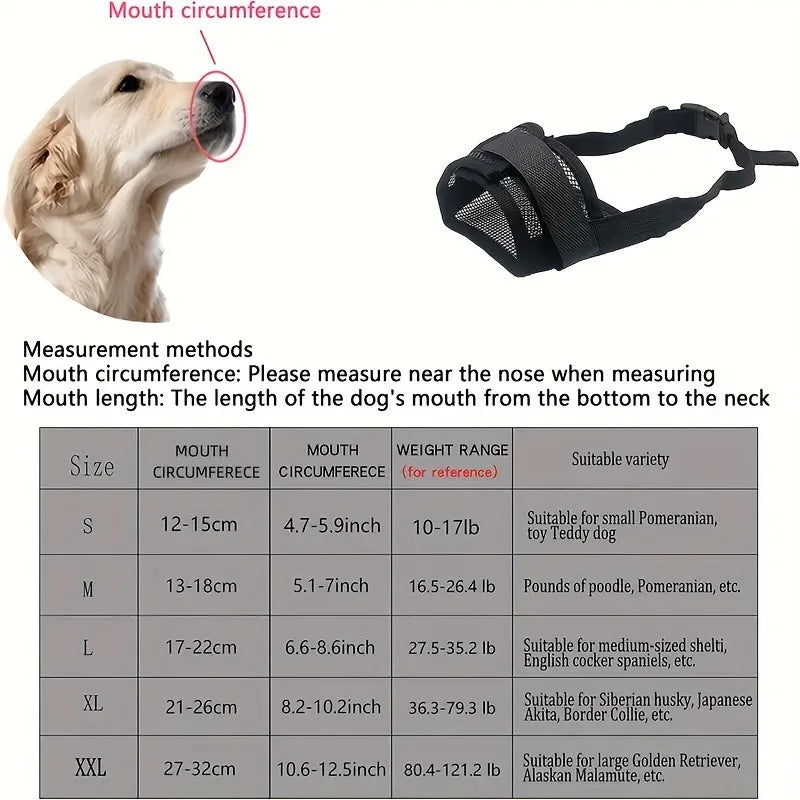 Muselière Respirante en Maille pour Chien