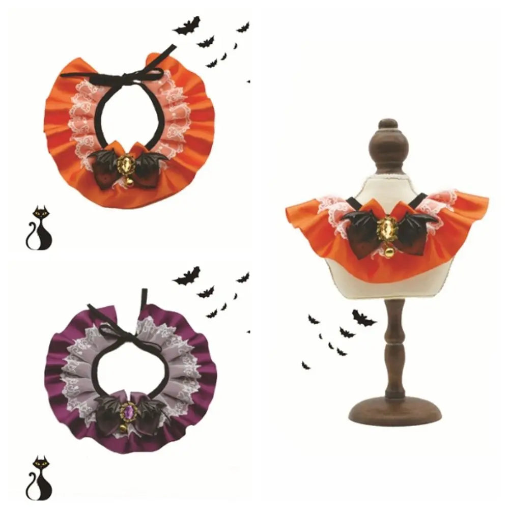 Collier Dentelle Halloween avec Bavoir Photo pour Chat et Chien