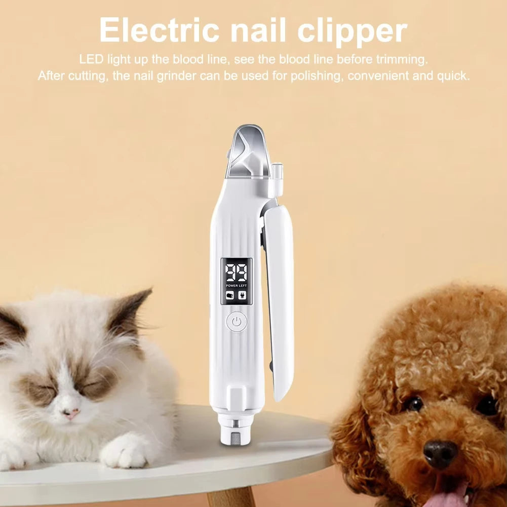 Coupe-Griffes Électrique 2-en-1 avec LED pour Animaux
