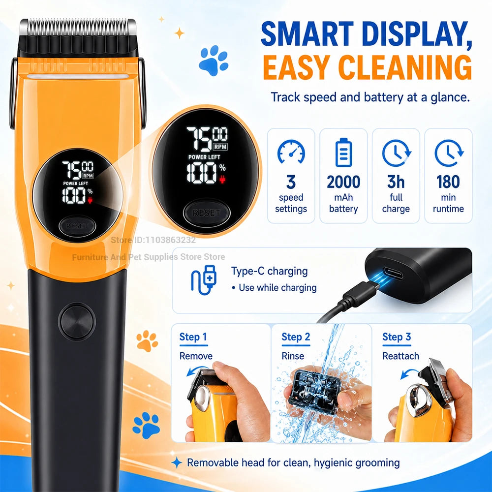 Tondeuse Électrique pour Chien - Toilettage Silencieux