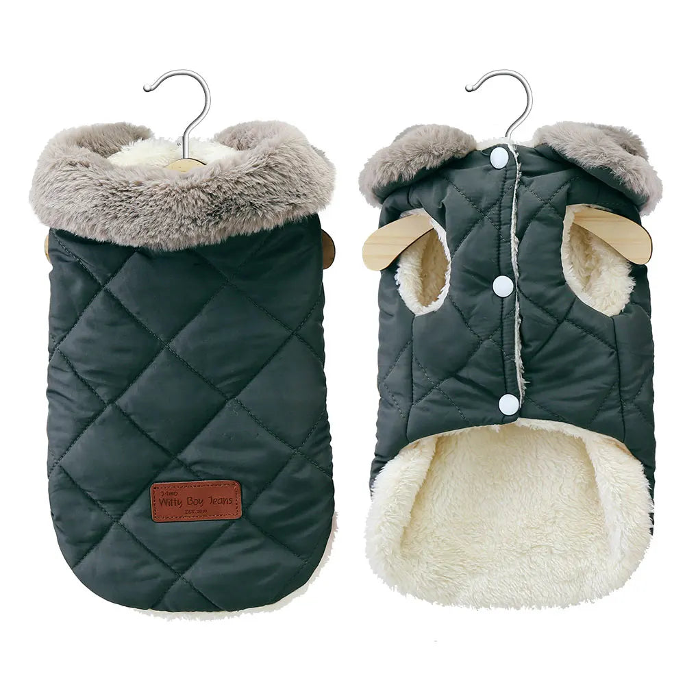 Manteau d'Hiver Chaud à Col Fourrure pour Chien
