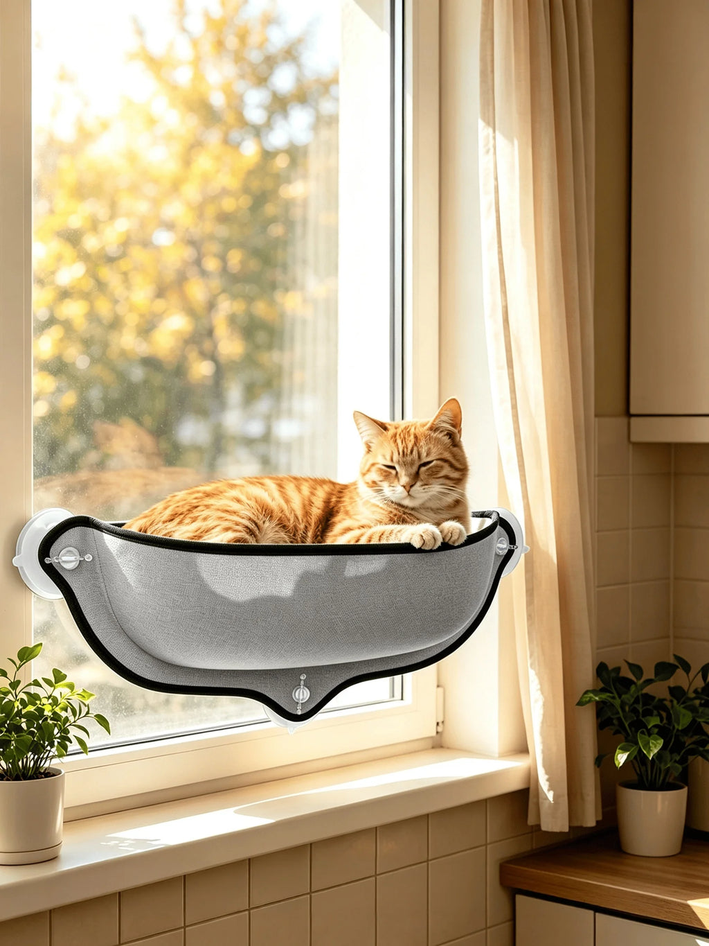 Perchoir Hamac de Fenêtre pour Chat - Ventouses Renforcées