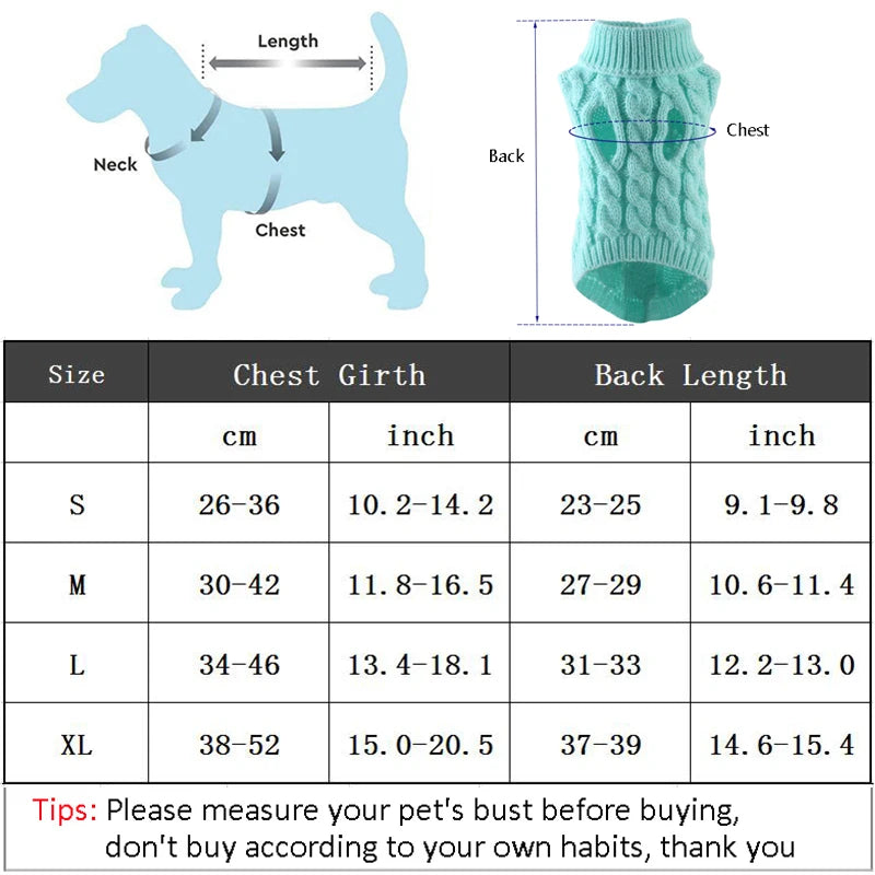 Pull Torsadé Chaud pour Petit Chien