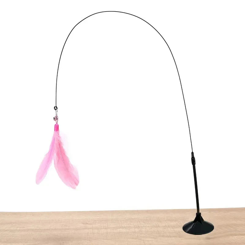 Jouet Plumes Interactif avec Ventouse pour Chat