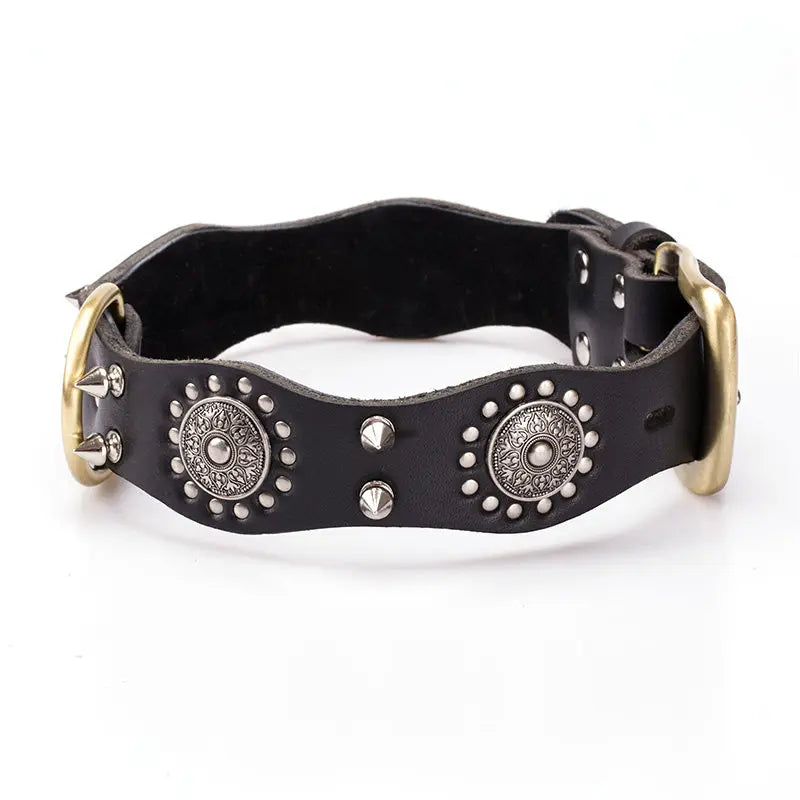 Collier en Cuir Vintage Clouté pour Chien