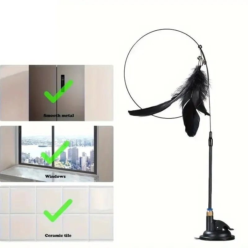 Canne à Plumes avec Ventouse pour Chat