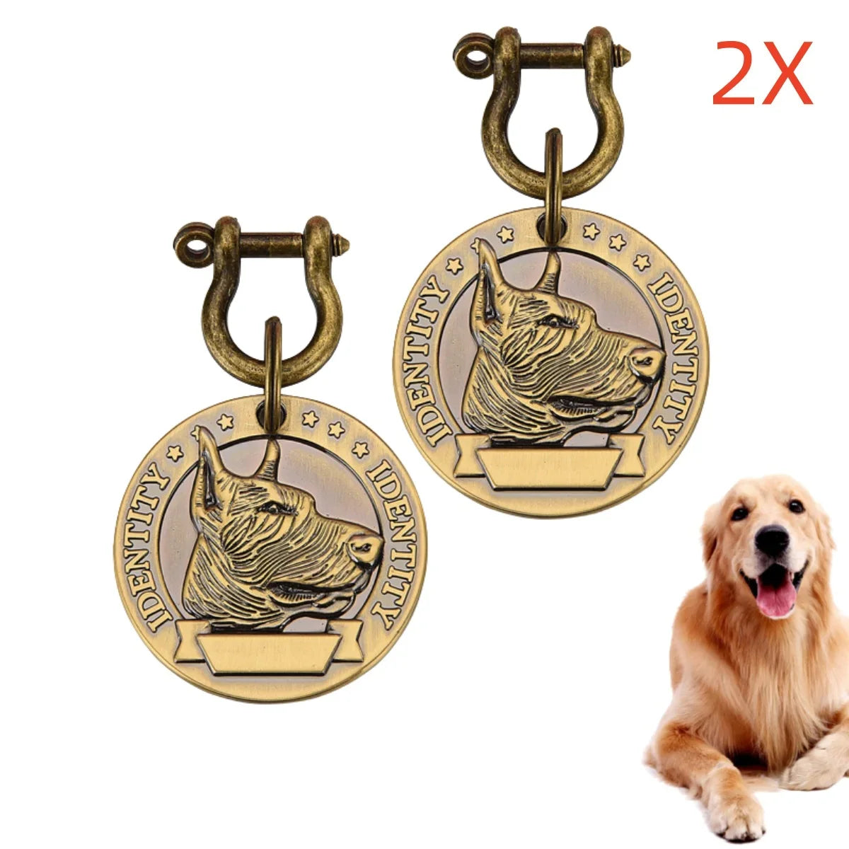 Médaille d'Identification Gravée pour Chien et Chat - Plaque Bronze Personnalisée