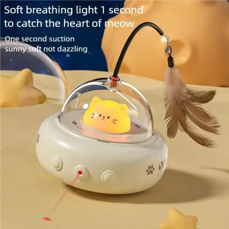 Jouet Interactif 3-en-1 Laser et Plumes pour Chat
