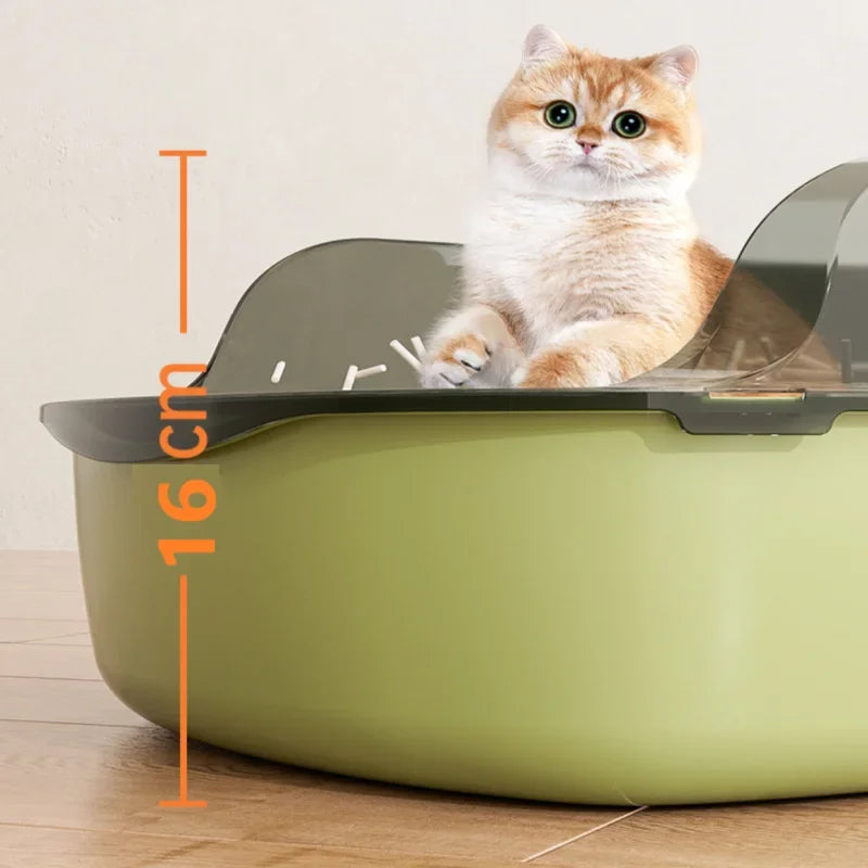Bac à Litière Ouvert Anti-Éclaboussures pour Chat